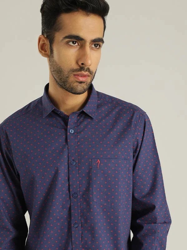 Indian Terrain Men All Over Print Navy Shirt